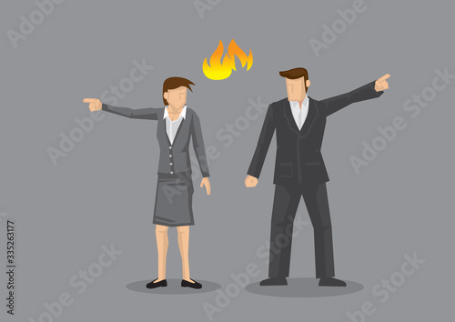 Businesswoman and Businessman in Disagreement Vector Illustration