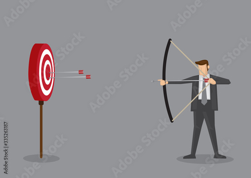 Businessman hits Bullseye Vector Illustration