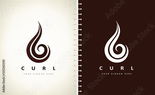 Curl hair logo vector. Beauty salon design.