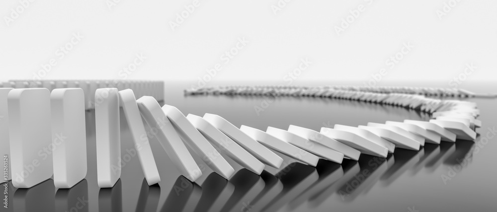Fotografie domino effect in action(3d rendering)