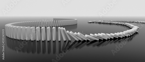 domino effect in action(3d rendering) photo