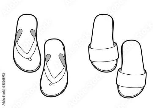 black and white vector flip flops