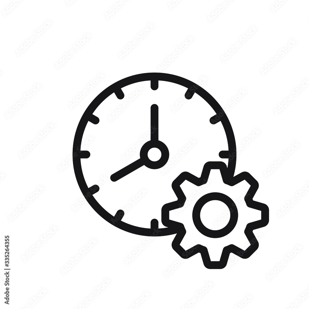 Time management vector icon. Clock and gear icon. Time management vector icon. Clock and gear icon.