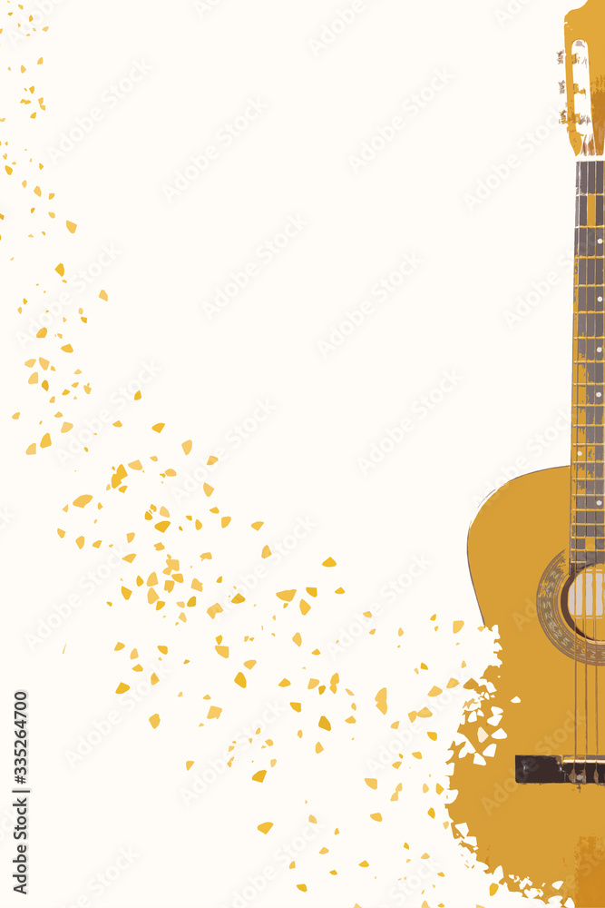 Obraz premium Gitara klasyczna rozpadająca się na kawałki