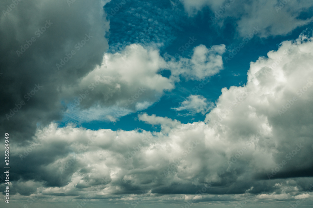 Obraz premium Dramatic sky with clouds. Aerial view