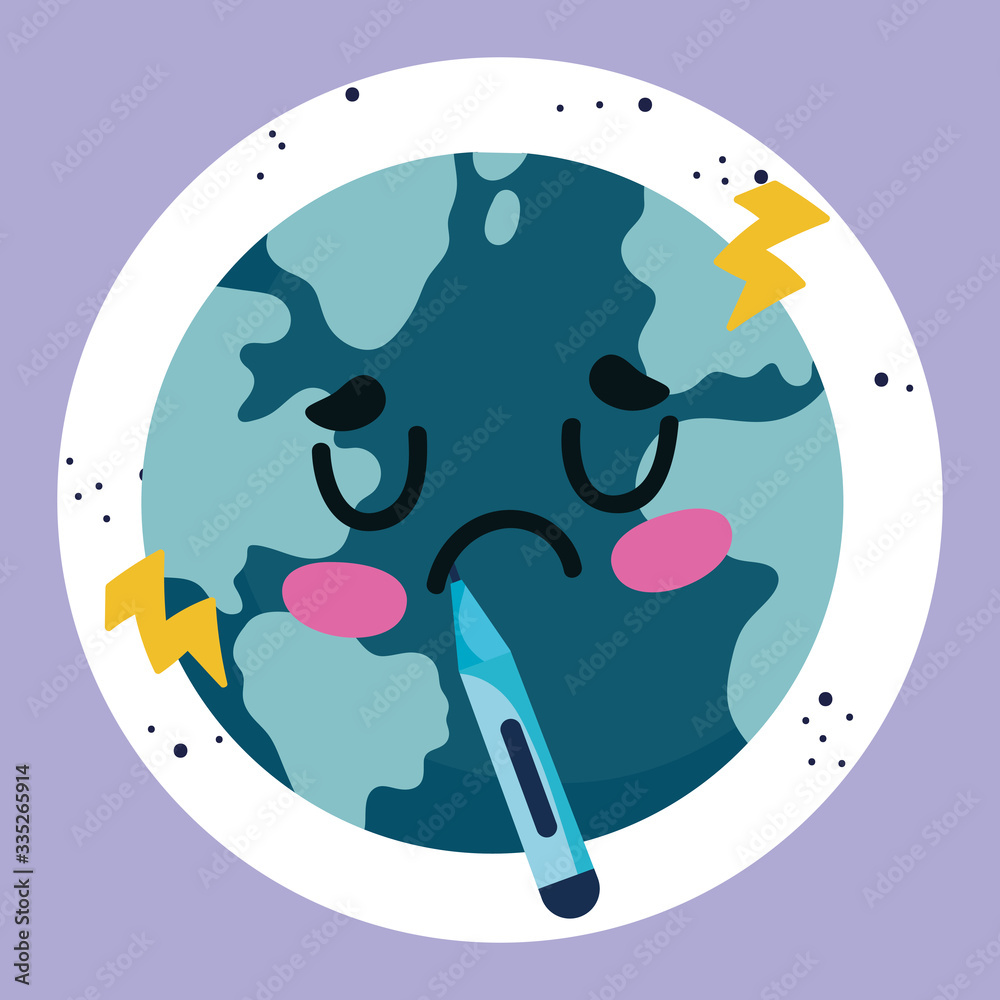 online doctor, sad world planet with thermometer cartoon covid 19 online doctor, sad world planet with thermometer cartoon covid 19