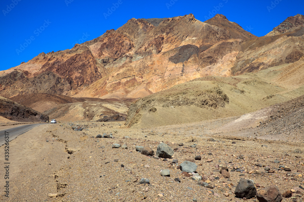 California / USA - August 22, 2015: The landscape around artist drive in Death Valley National Park, California, USA