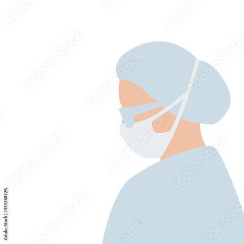 medical worker in protective mask, vector illustration