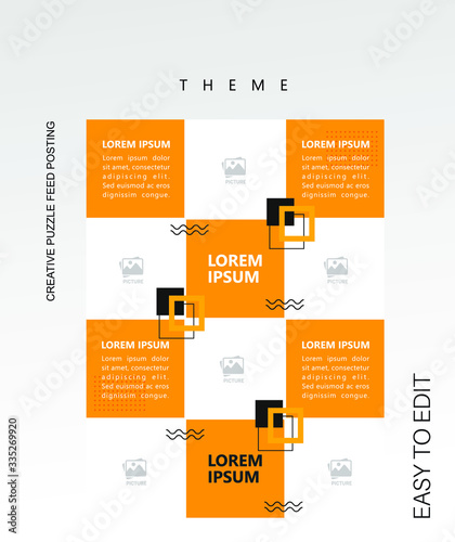modern social media post feed, Yelow, retro, instagram feed, instagram template, instagram frame, minimalist.