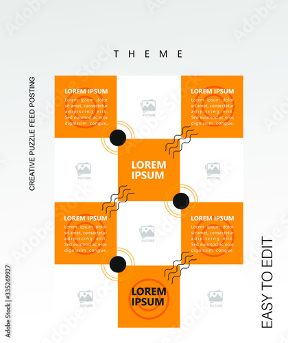 modern social media post feed, Yelow, retro, instagram feed, instagram template, instagram frame, minimalist.