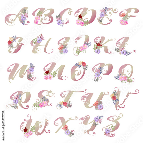 beautiful floral vector font type