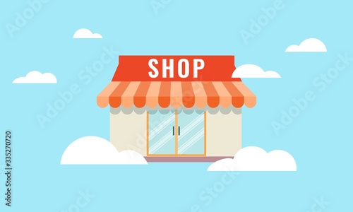 Vector illustration of online business concept. Online store on the cloud. Digital transformation for a new business.