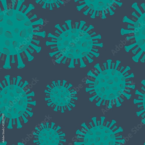 Coronavirus, covid-2019. Novel coronavirus (2019-nCoV). Microscope virus close up. Hand drawn style vector design illustrations. Seamless vector pattern.
