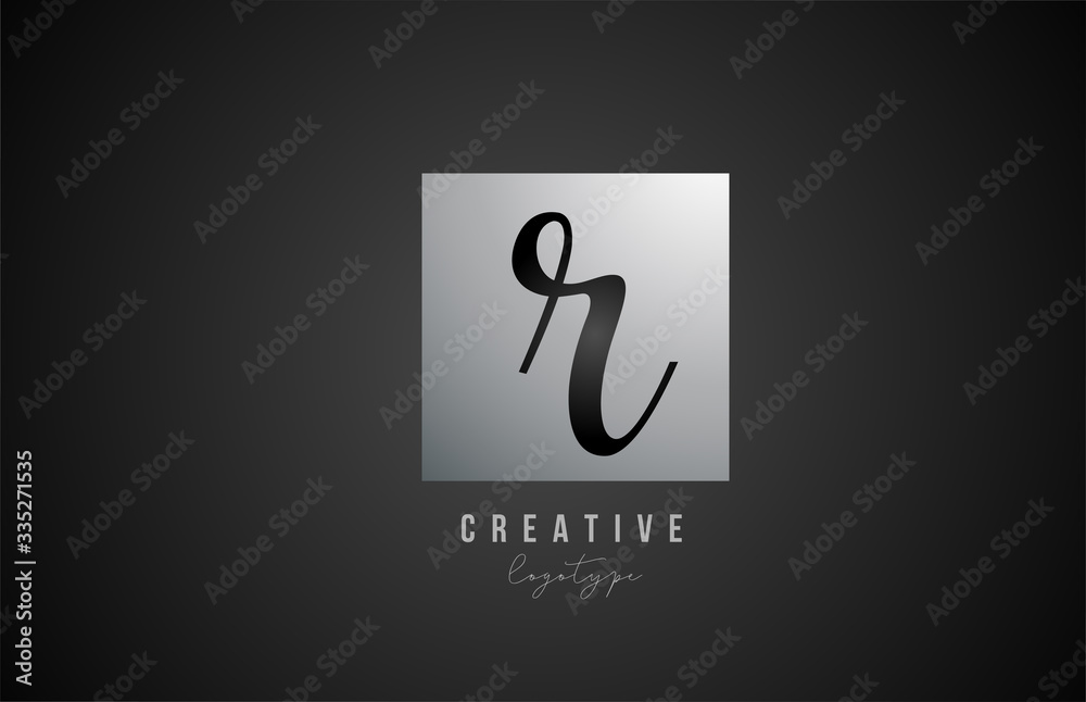 silver metal grey R square alphabet letter logo icon design for business and company silver metal grey R square alphabet letter logo icon design for business and company