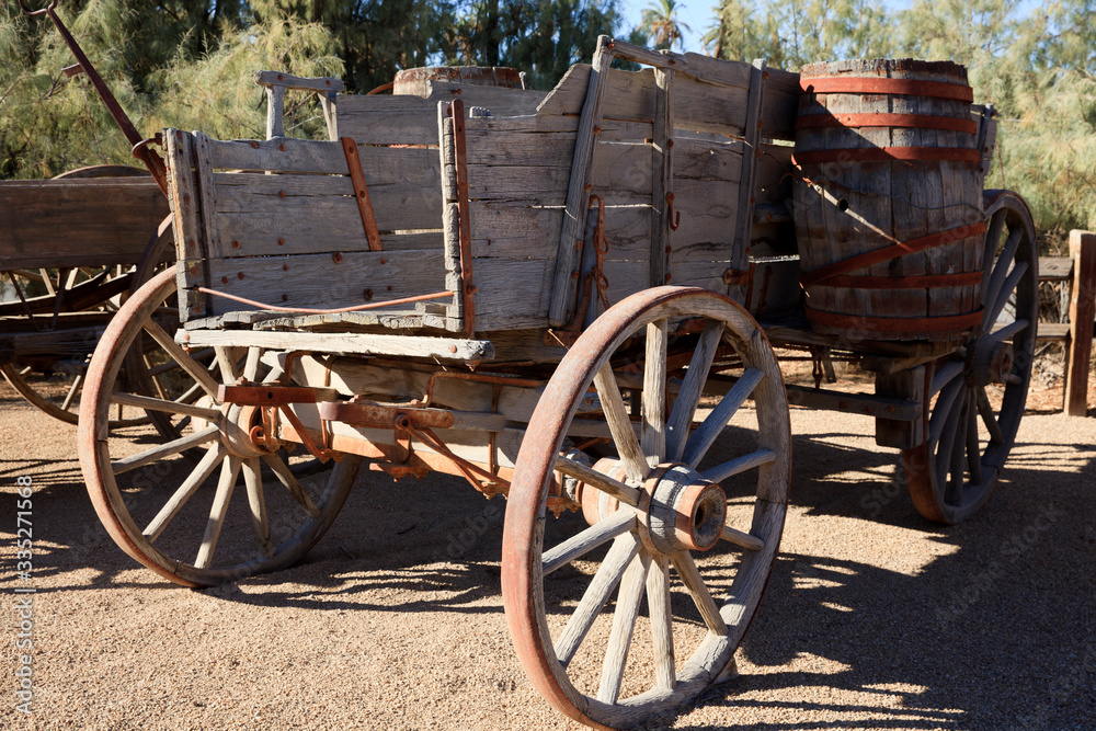 California / USA - August 22, 2015: A old wooden wagon in Death Valley National Park, California, USA