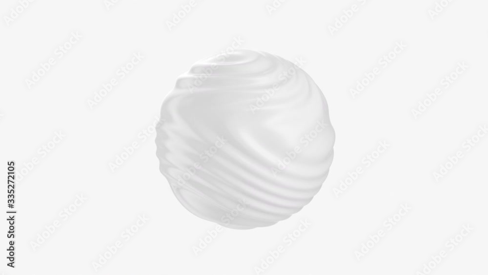 White motion displace ball vibrant glossy surface liquid dynamic sphere isolated 3d animation