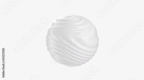White motion displace ball vibrant glossy surface liquid dynamic sphere isolated 3d animation