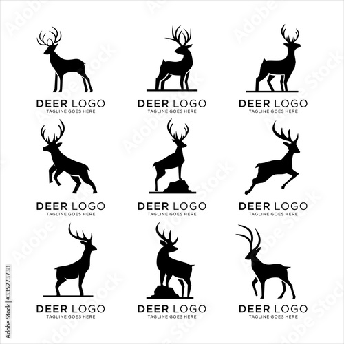 Set of Abstract deer silhouette logo icons, with a white background for your company, the deer logo inspires logo design ideas