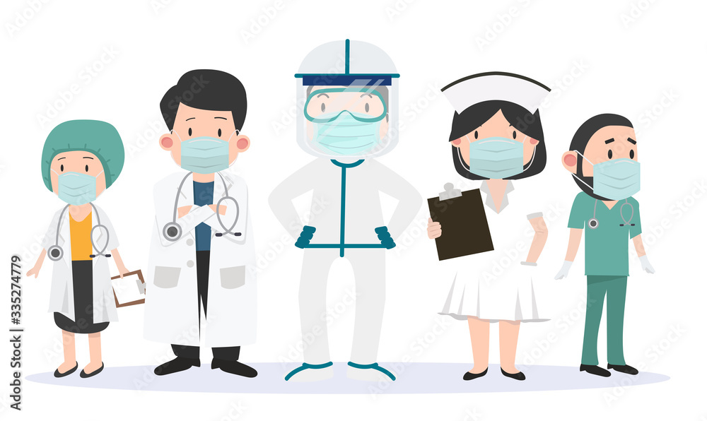 Group of doctors and nurses team of doctors set Group of doctors and nurses team of doctors set