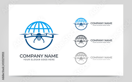 Flying Drone logo design. Editable logo design