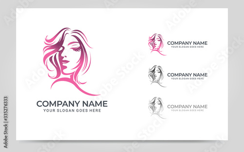 Beauty woman face logo symbol. Modern vector illustration. Graphic logo template