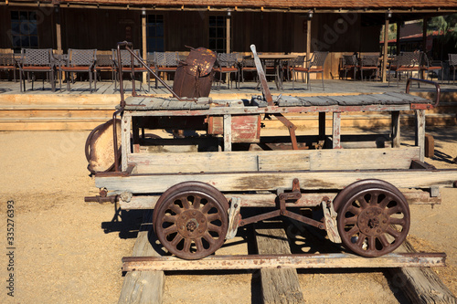 California / USA - August 22, 2015: An old railway wagon in Death Valley National Park, California, USA