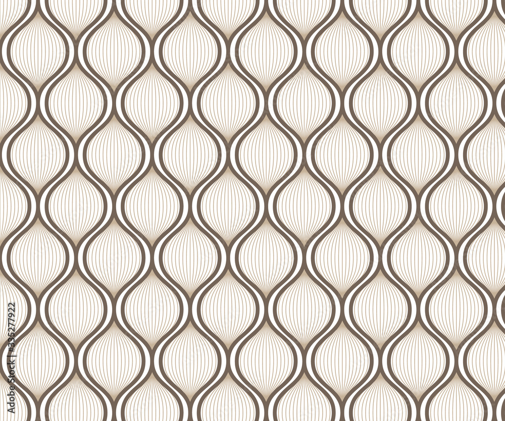 Naklejka premium Linear vector pattern, repeating petals, brown line 