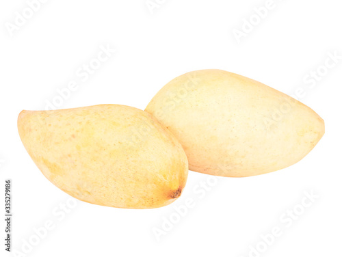 Ripe mangoes on a white background( Clipping path)