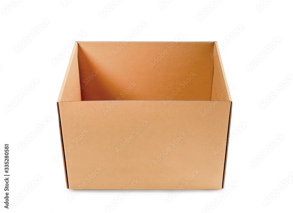 Brown cartoon box with clipping path isolated on white background Brown cartoon box with clipping path isolated on white background
