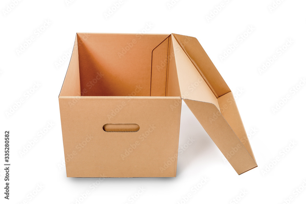 Opened cartoon box with clipping path isolated on white background Opened cartoon box with clipping path isolated on white background