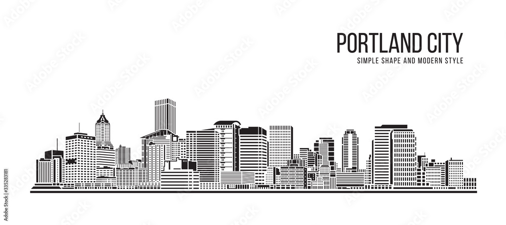 Cityscape Building Abstract Simple shape and modern style art Vector design - Portland city