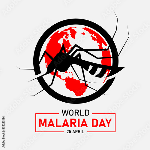 world malaria day banner with Aedes mosquitoes in a circle frame and red globe texture sign vector design