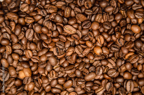 Roasted coffee beans. Background, wallpaper