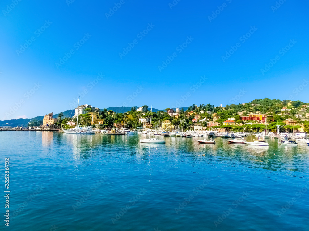 Travel view of town Rapallo at Italy