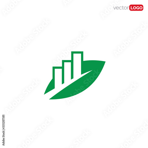 leaf with growing chart  icon/symbol/Logo Design. Vector Template Illustration.