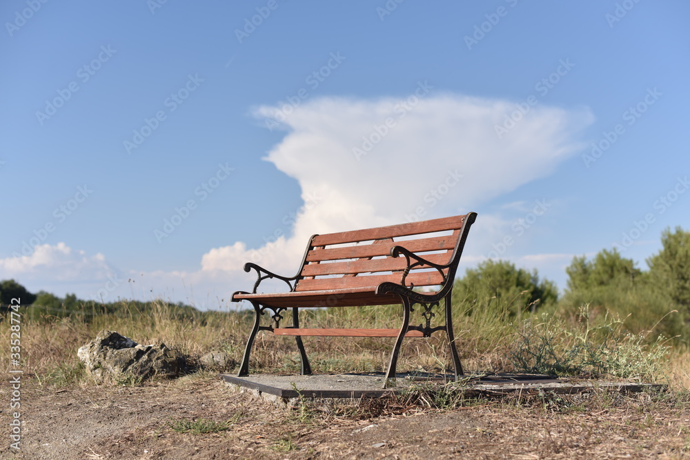 bench in the field bench in the field