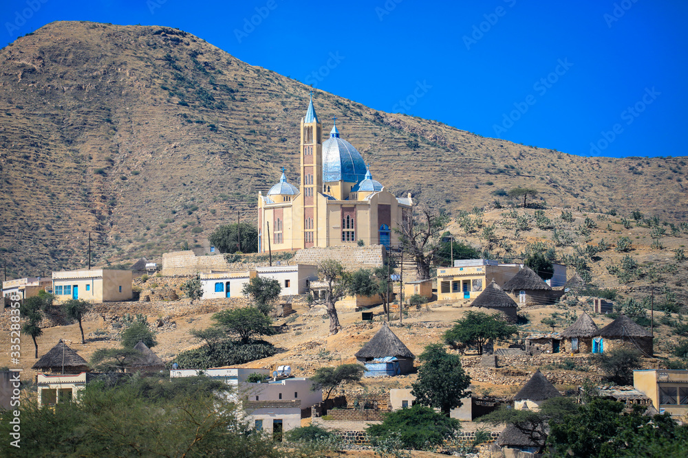 Small Local Village with Typical Keren Houses, Eritrea