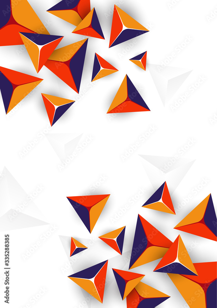 Abstract colorful background with geometric elements. Flying pyramids, triangles. Minimal cover design. Template for your corporate design. Vector Abstract colorful background with geometric elements. Flying pyramids, triangles. Minimal cover design. Template for your corporate design. Vector