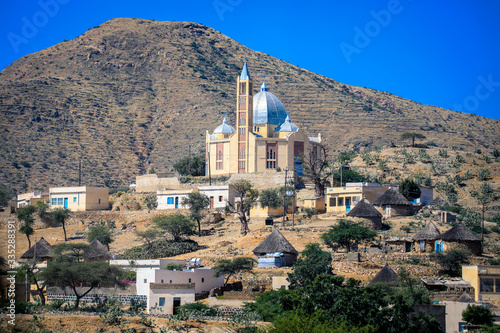 Small Local Village with Typical Keren Houses, Eritrea photo