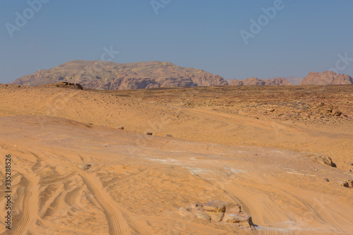 Coloured Canyon is a rock formation on South Sinai (Egypt) peninsula. Desert rocks of multicolored sandstone background.