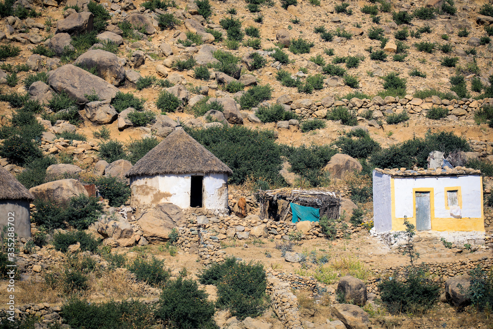 Small Local Village with Typical Keren Houses, Eritrea Small Local Village with Typical Keren Houses, Eritrea