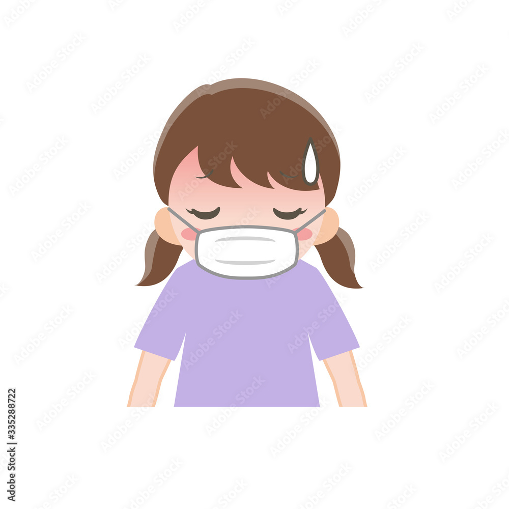感染症対策でマスクをした女の子
