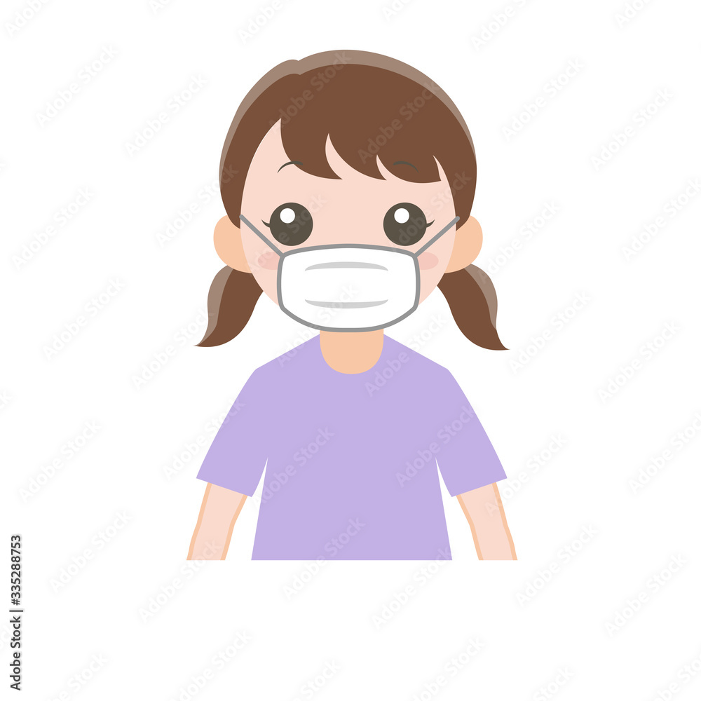感染症対策でマスクをした女の子