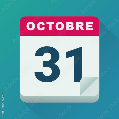 Calendrier 31 octobre, jour d'Halloween (flat design) photo