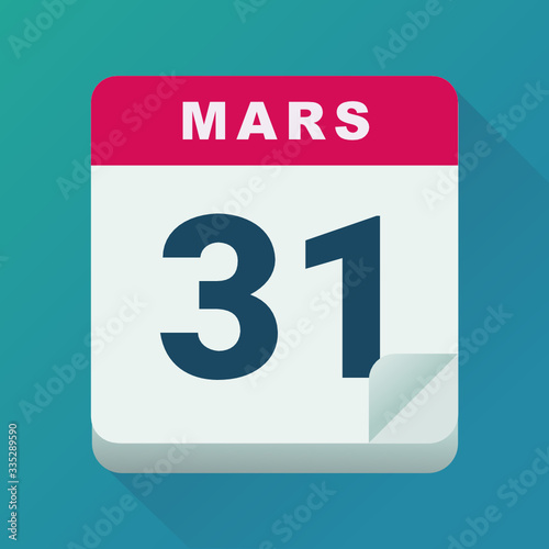 Calendrier 31 mars (flat design)