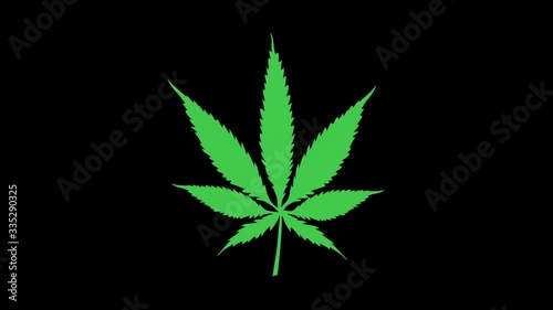 marijuana leaf cartoon isolated on black background
