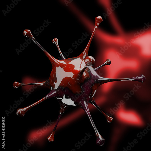 Coronavirus disease COVID-19 outbreak. Microscopic view of a infectious virus. SARS-CoV-2 virus cell. 3D Rendering,3D Illustration 