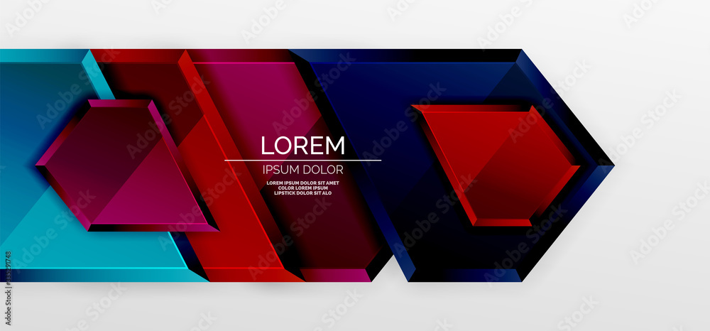 Metal glossy shiny geometric shapes with 3d effect composition. Techno futuristic vector abstract background For Wallpaper, Banner, Background, Card, Book Illustration, landing page