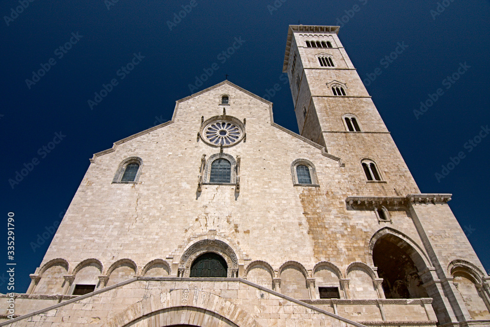 Panoramic view of the Romanesque cathedral of Trani in Puglia, Italy.
