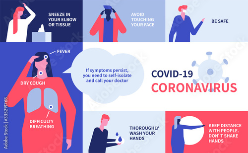 Coronavirus recommendations - colorful flat design style illustration